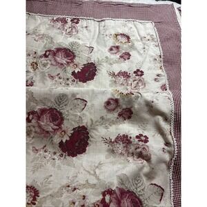 Waverly Norfolk Rose Floral Tablecloth 92x56 Lace Trim Shabby Chic Cottagcore